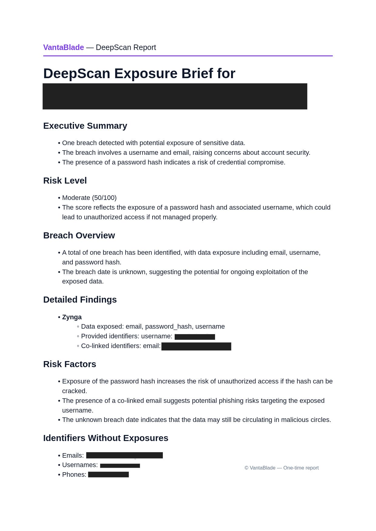 DeepScan Report Sample Page 1